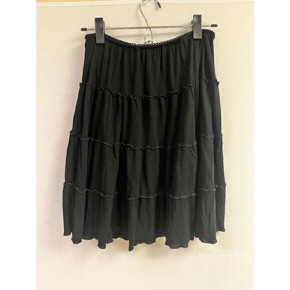 Old Navy Womens Frill Trim Layered A Line Knee Length Skirt Black Size Small - Picture 2 of 3